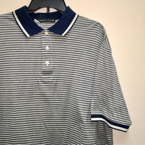 Nicklaus Men’s XL Polo Shirt Golf.Sports Collared Pullover Navy Blue Tan